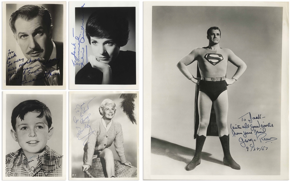 George Reeves as ''Superman'' Signed 8'' x 10'' Photo -- Included With Archive of Signed Photos by Doris Day, Vincent Price, Jerry Mathers & Julie Andrews